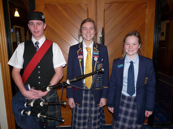 Liam Allan (St Andrew's College), Rosie Sloan (Rangi Ruru Head of School) and Miriam Shipley (youngest Rangi Ruru student)